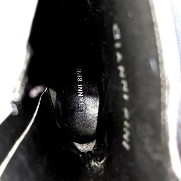 Gianni Bini Women's Black Leather Block Heel Stitched Zip Booties 9" Sz 8 - Picture 8 of 8